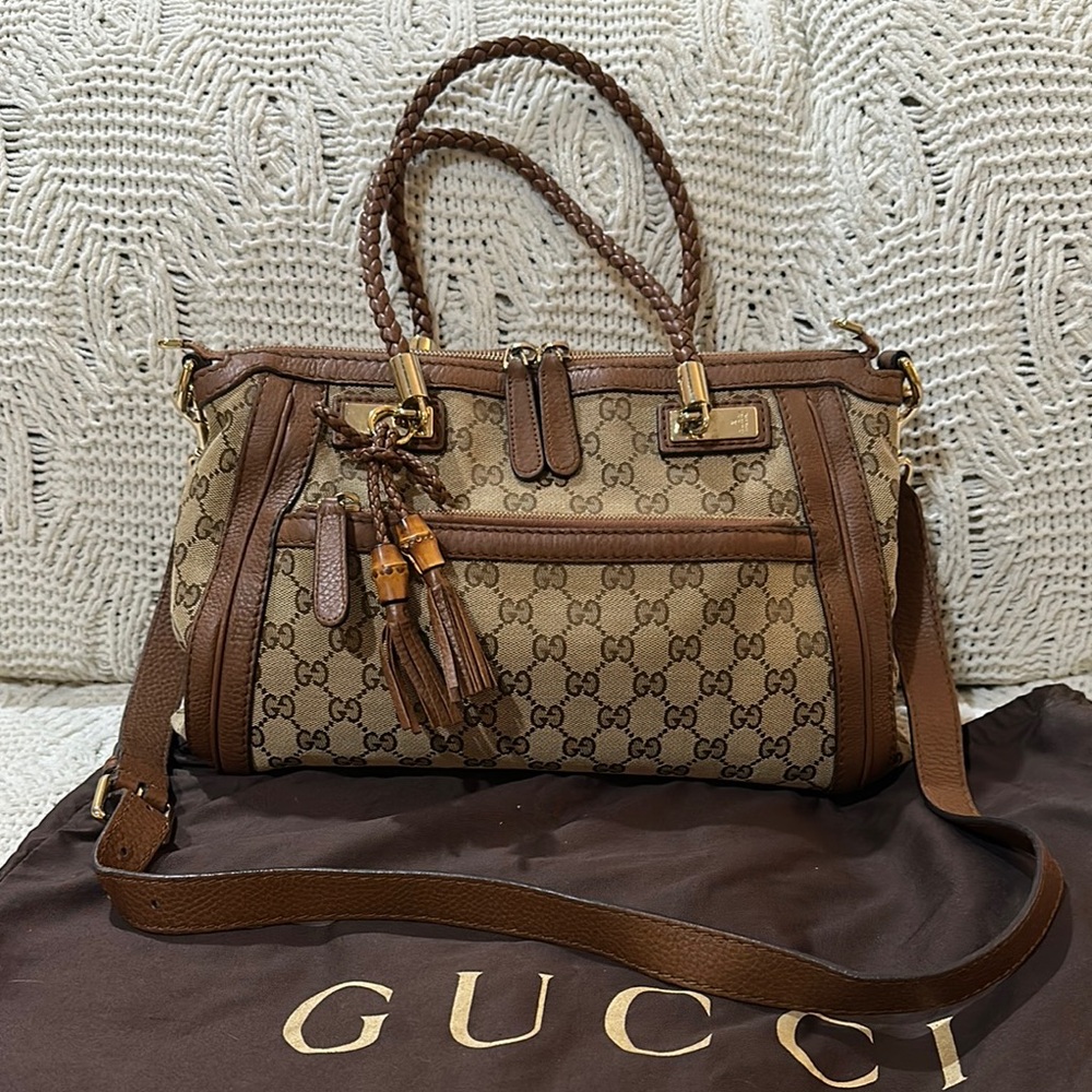 Gucci Bella Bamboo Brown Monogram Bag